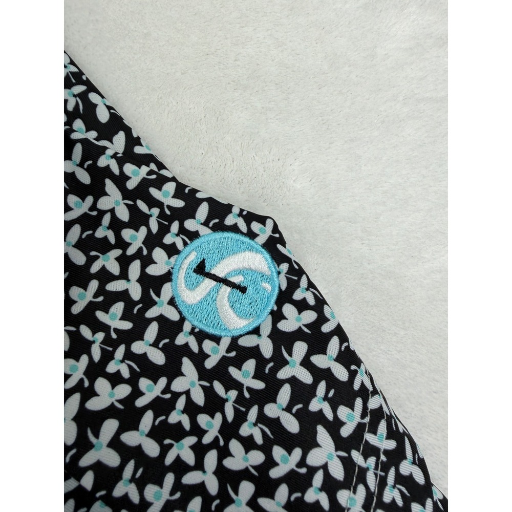 Footjoy Mens Golf Polo Shirt XL Black White Floral Print Stoney Creek Golf Club - Picture 5 of 9